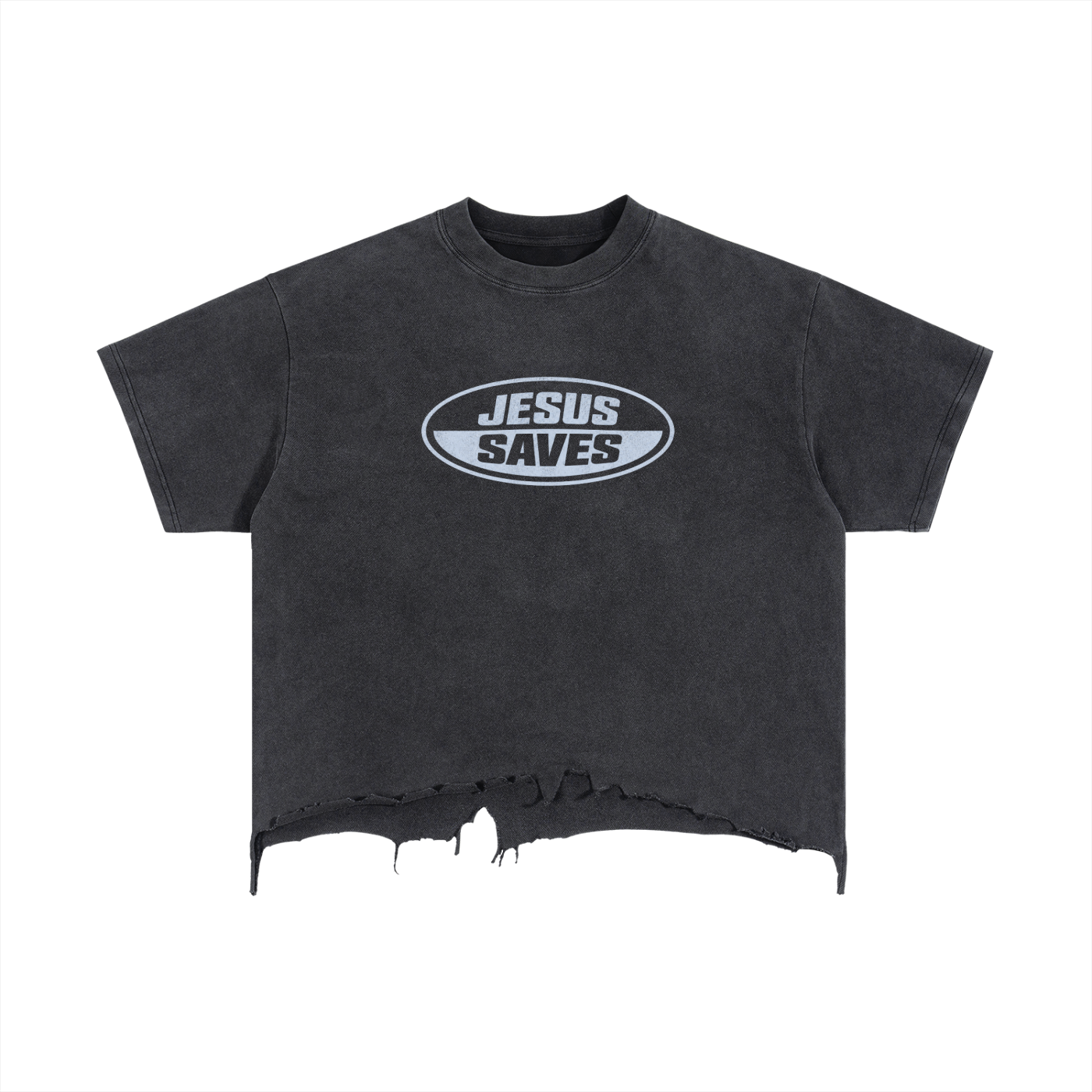 Jesus Loves You- adult unisex Vintage Wash Boxy Distressed Hem T-Shirt