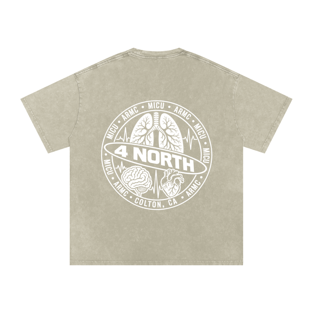4 North white lettering- adult unisex Snow Washed Oversized Cotton T-Shirt