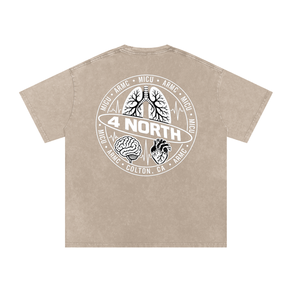 4 North white lettering- adult unisex Snow Washed Oversized Cotton T-Shirt