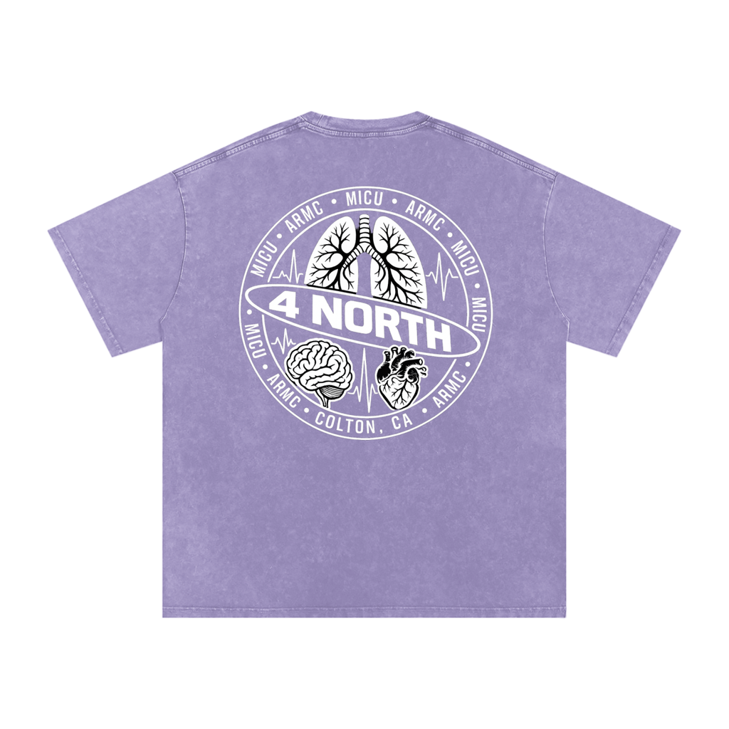 4 North white lettering- adult unisex Snow Washed Oversized Cotton T-Shirt