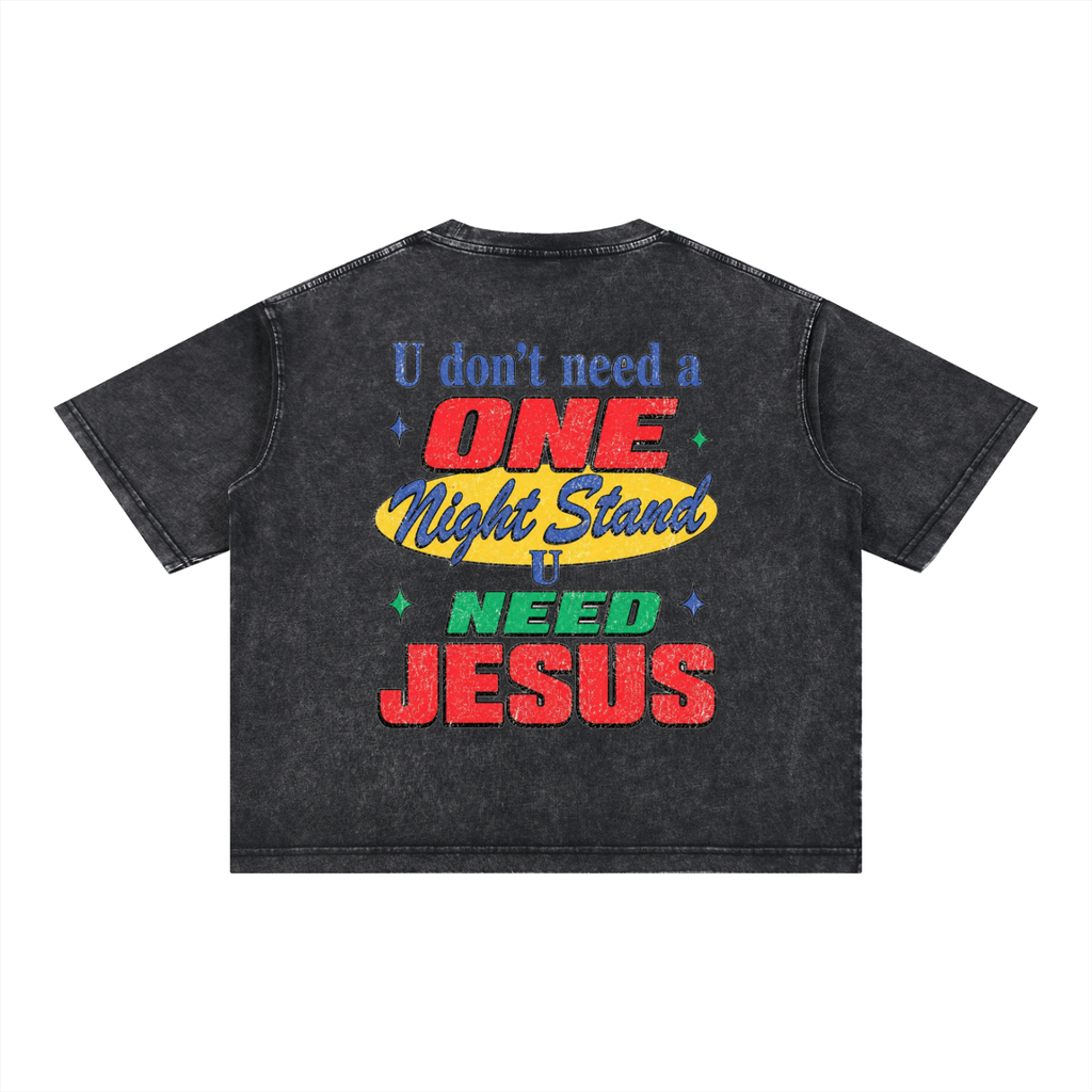 U need Jesus OC Varsity- adult unisex Mineral Wash Boxy Cotton T-Shirt