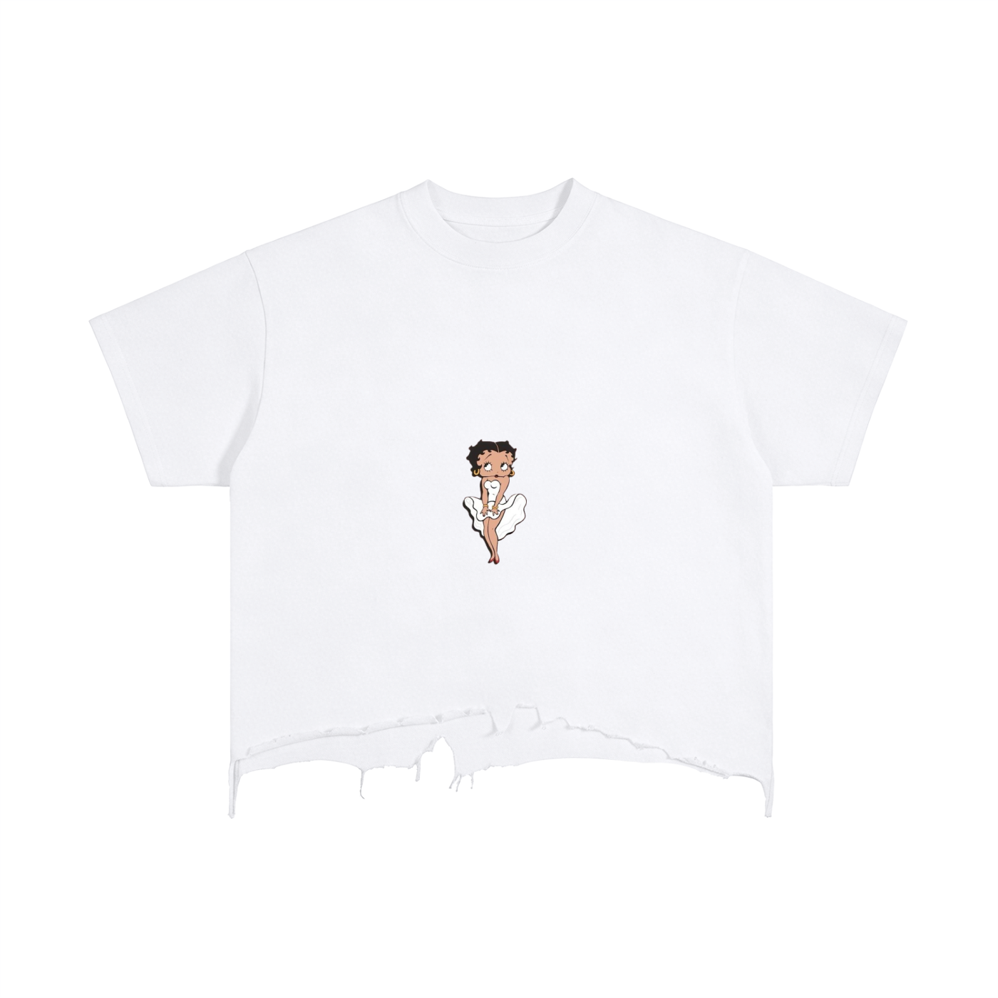 “Angel Betty Boop”- adult unisex Vintage Wash Boxy Distressed Hem T-Shirt