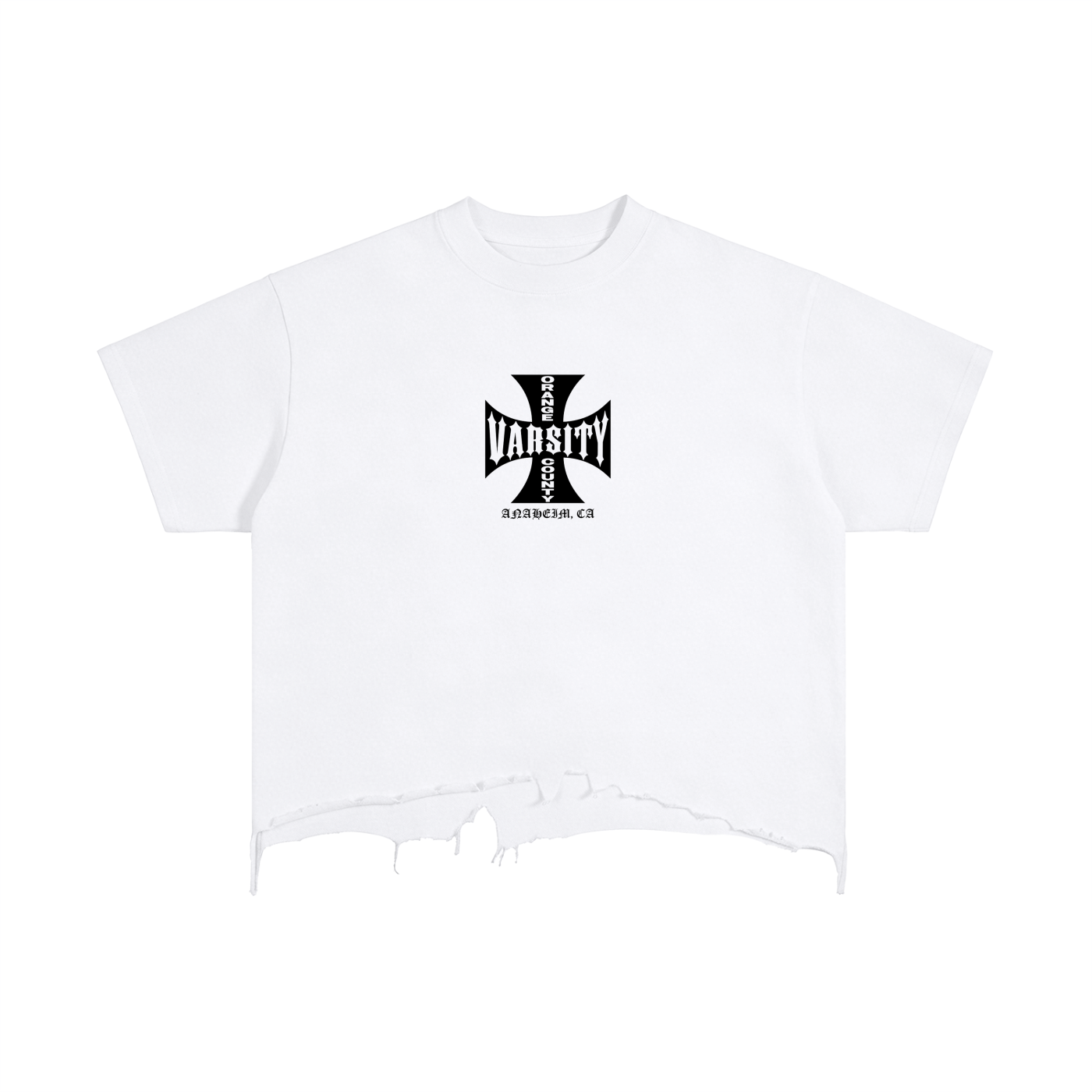 CHOPPERS OC VARSITY-adult unisex Vintage Wash Boxy Distressed Hem T-Shirt