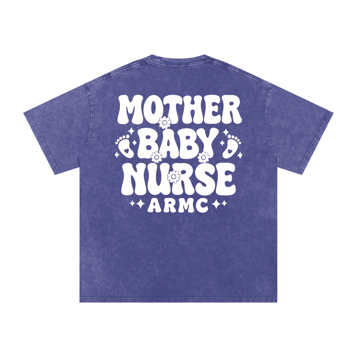 Mother Baby White Text- Adult Unisex Snow Washed Oversized Cotton T-Shirt