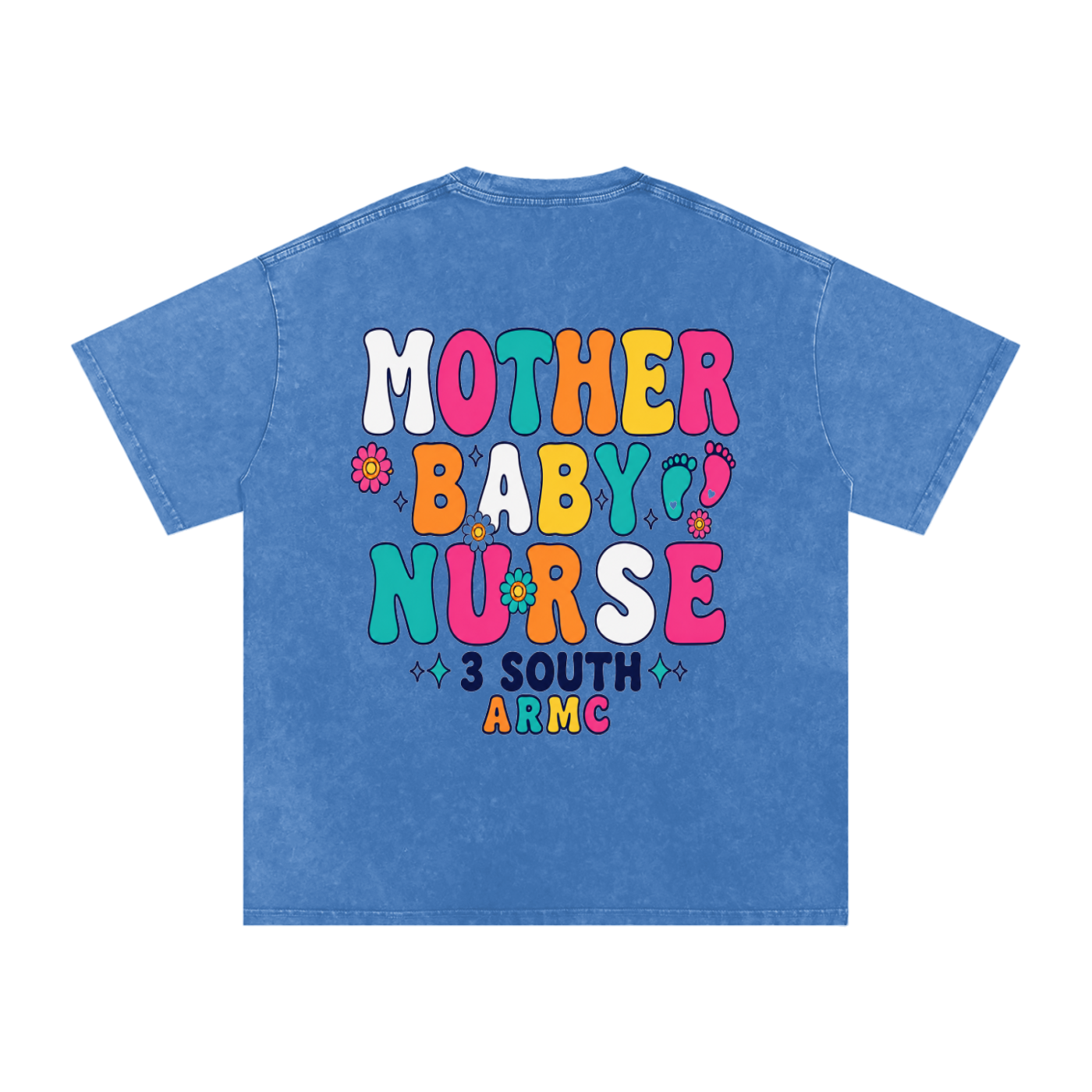 3 South Baby Mother-adult unisex Snow Washed Oversized Cotton T-Shirt