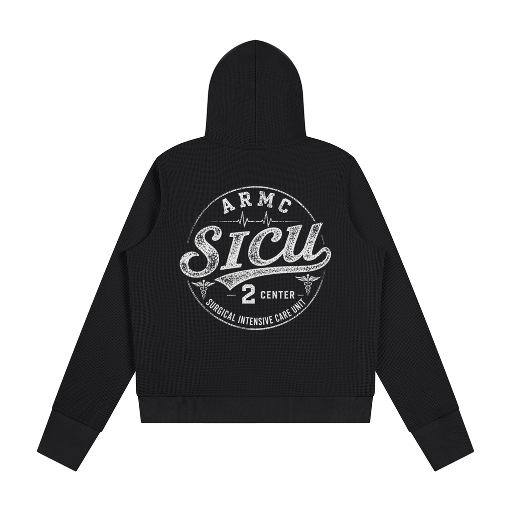 2 center- Women's Waffle Full Zip Hoodie