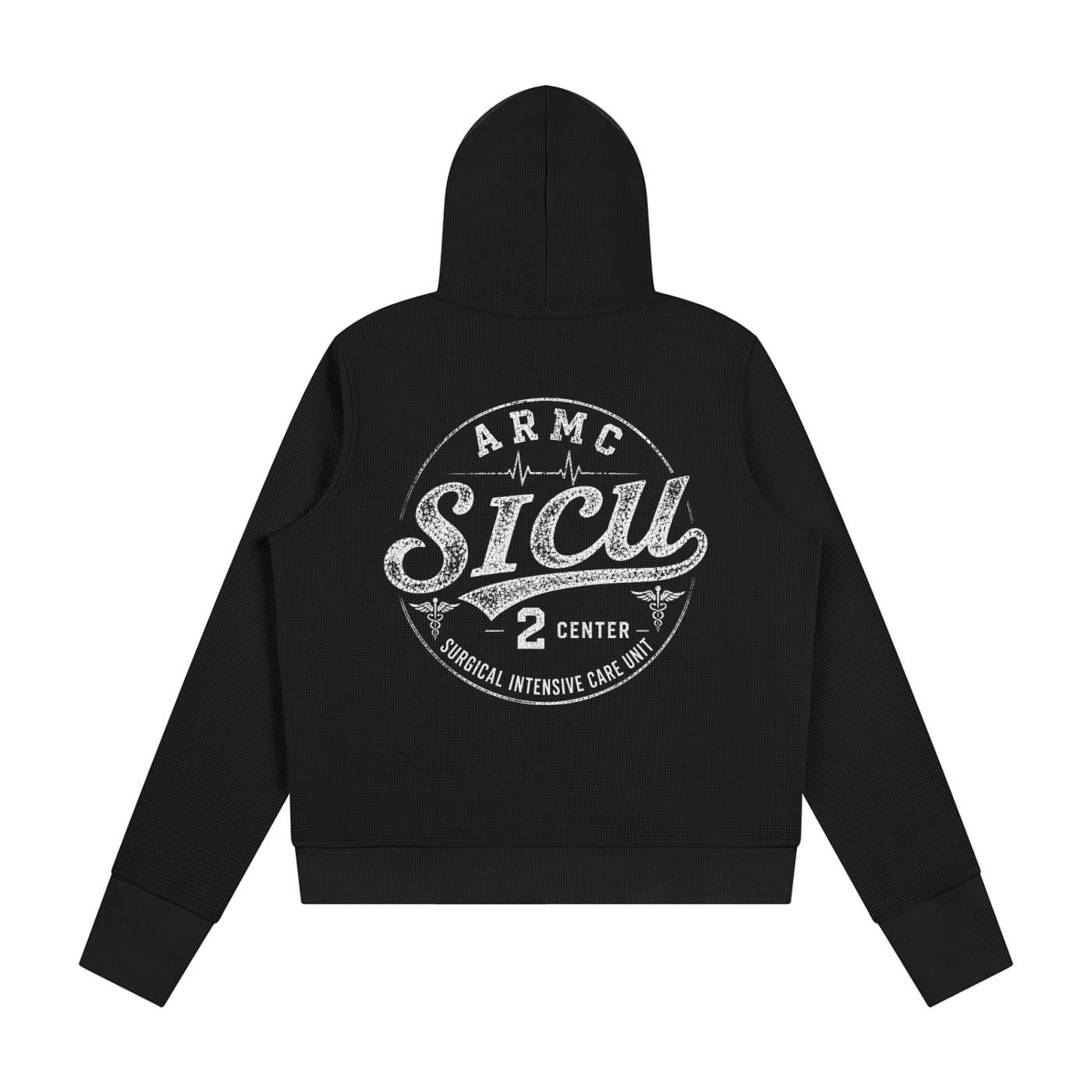 2 center- Women's Waffle Full Zip Hoodie