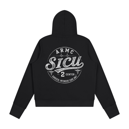 2 center- Women's Waffle Full Zip Hoodie