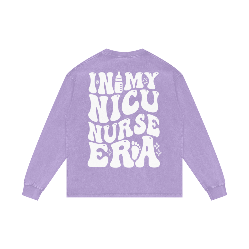NICU- adult unisex Acid Wash Oversize Long Sleeve T-Shirt