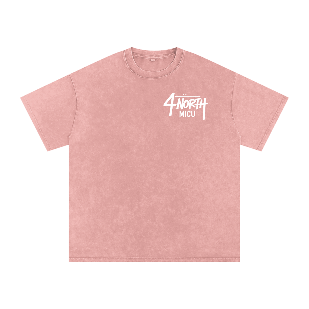 4 North white lettering- adult unisex Snow Washed Oversized Cotton T-Shirt