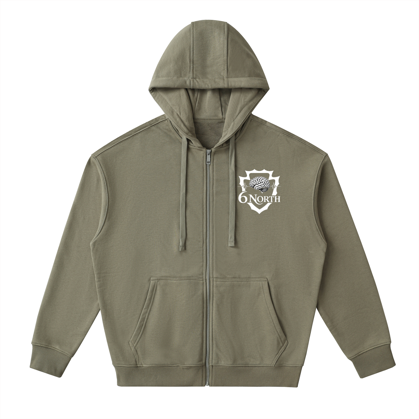 6 North white lettering- adult unisex Drop-Shoulder Zip Up Hoodie