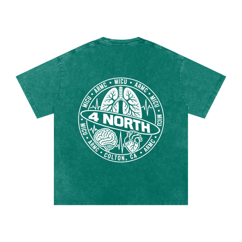 4 North white lettering- adult unisex Snow Washed Oversized Cotton T-Shirt