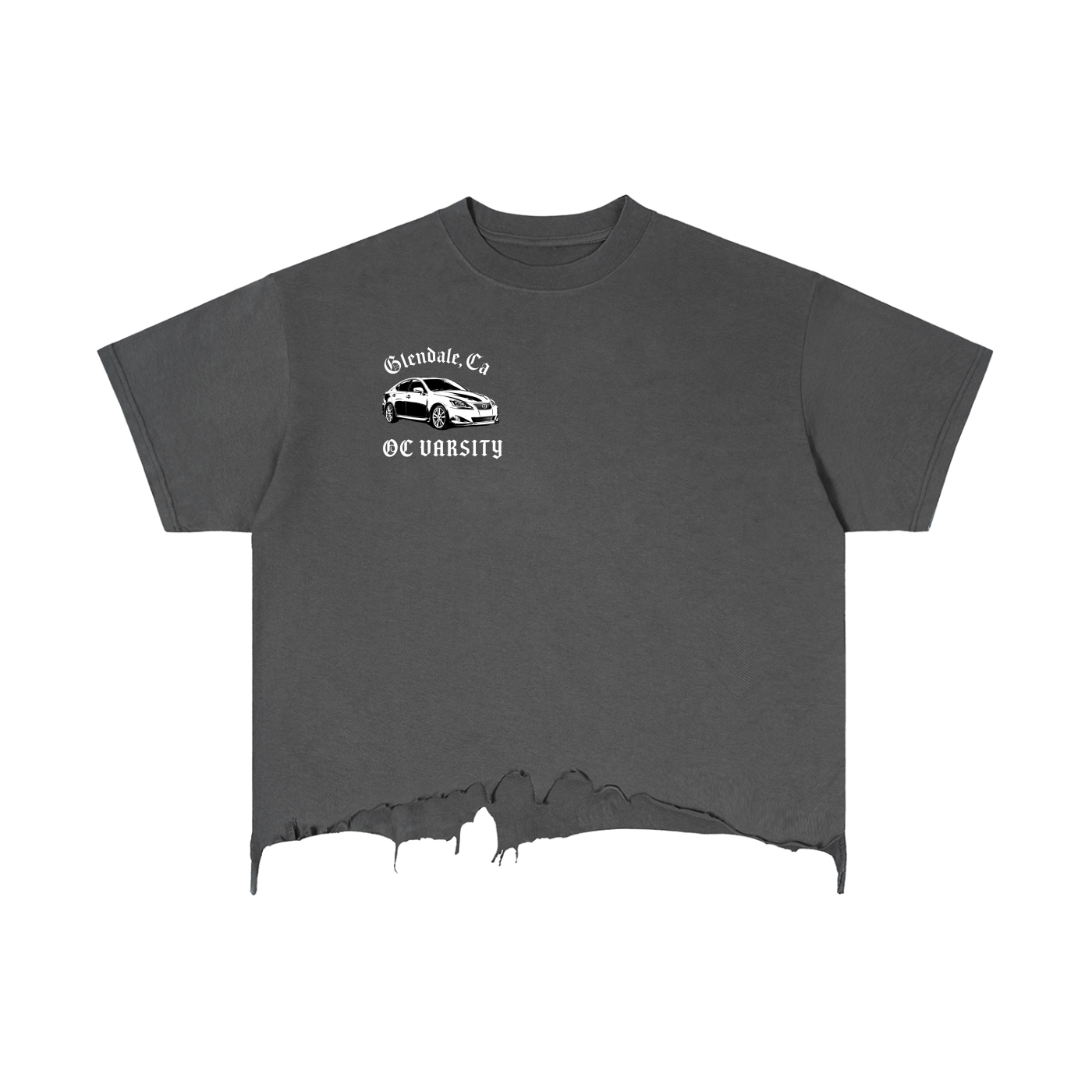 “Lexus”-Vintage Wash Boxy Distressed Hem T-Shirt unisex adult