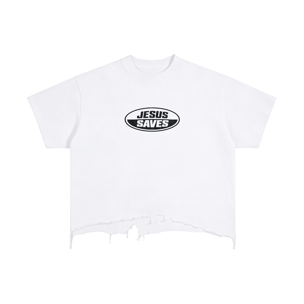 Jesus Loves You- adult unisex Vintage Wash Boxy Distressed Hem T-Shirt
