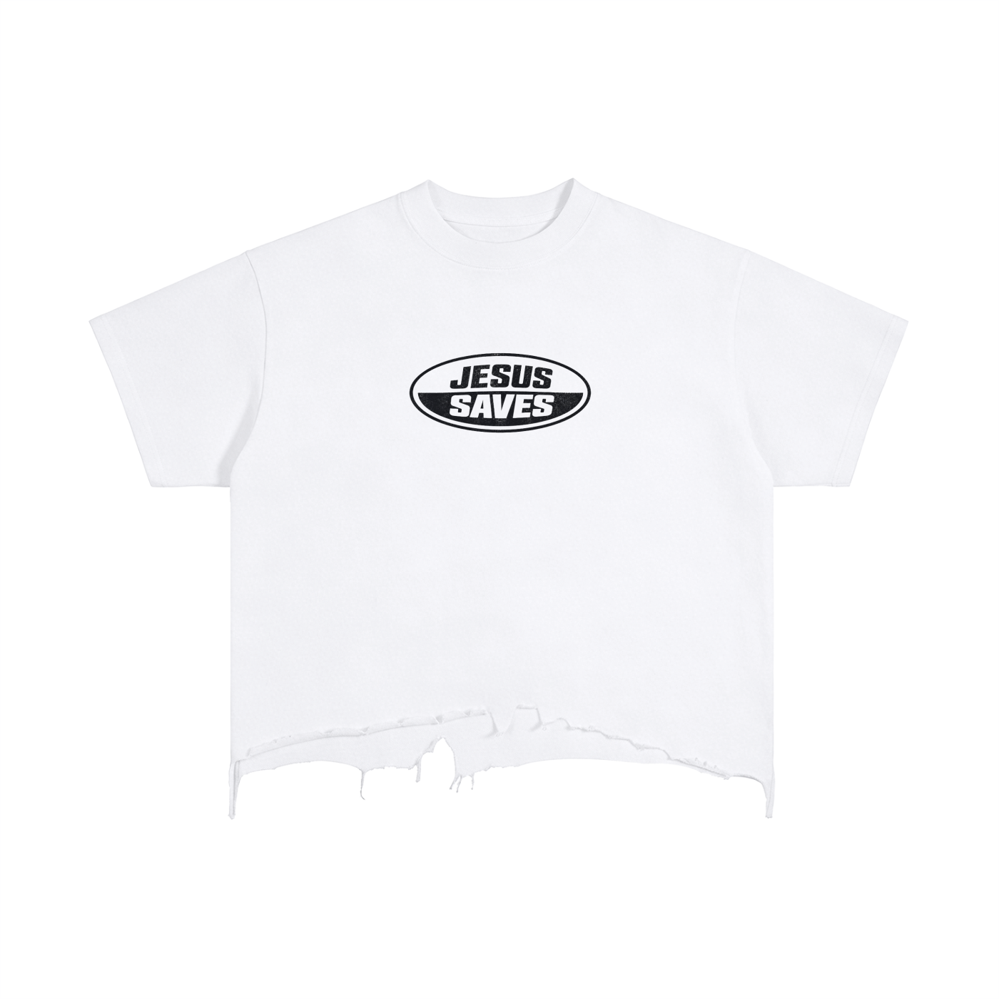 Jesus Loves You- adult unisex Vintage Wash Boxy Distressed Hem T-Shirt