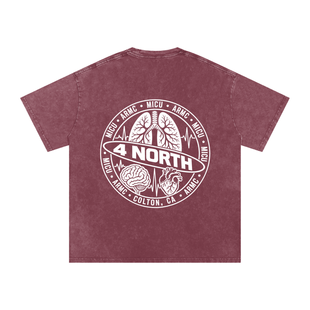 4 North white lettering- adult unisex Snow Washed Oversized Cotton T-Shirt