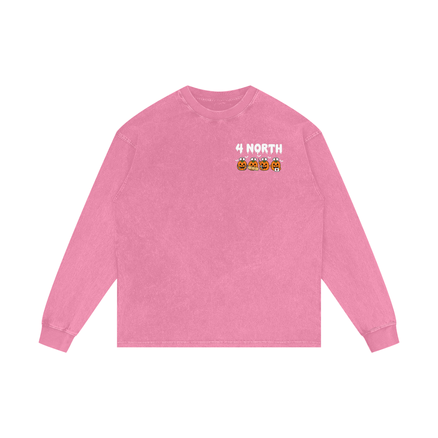4 North BOO BOO CREW-adult unisex Acid Wash Oversize Long Sleeve T-Shirt