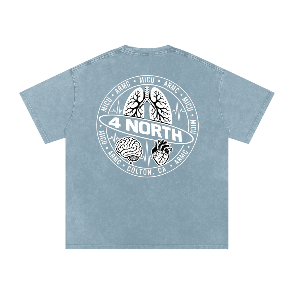 4 North white lettering- adult unisex Snow Washed Oversized Cotton T-Shirt