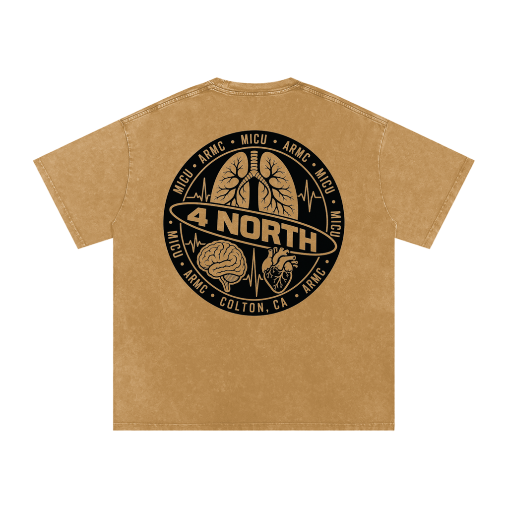 4 North black lettering- adult unisex Snow Washed Oversized Cotton T-Shirt