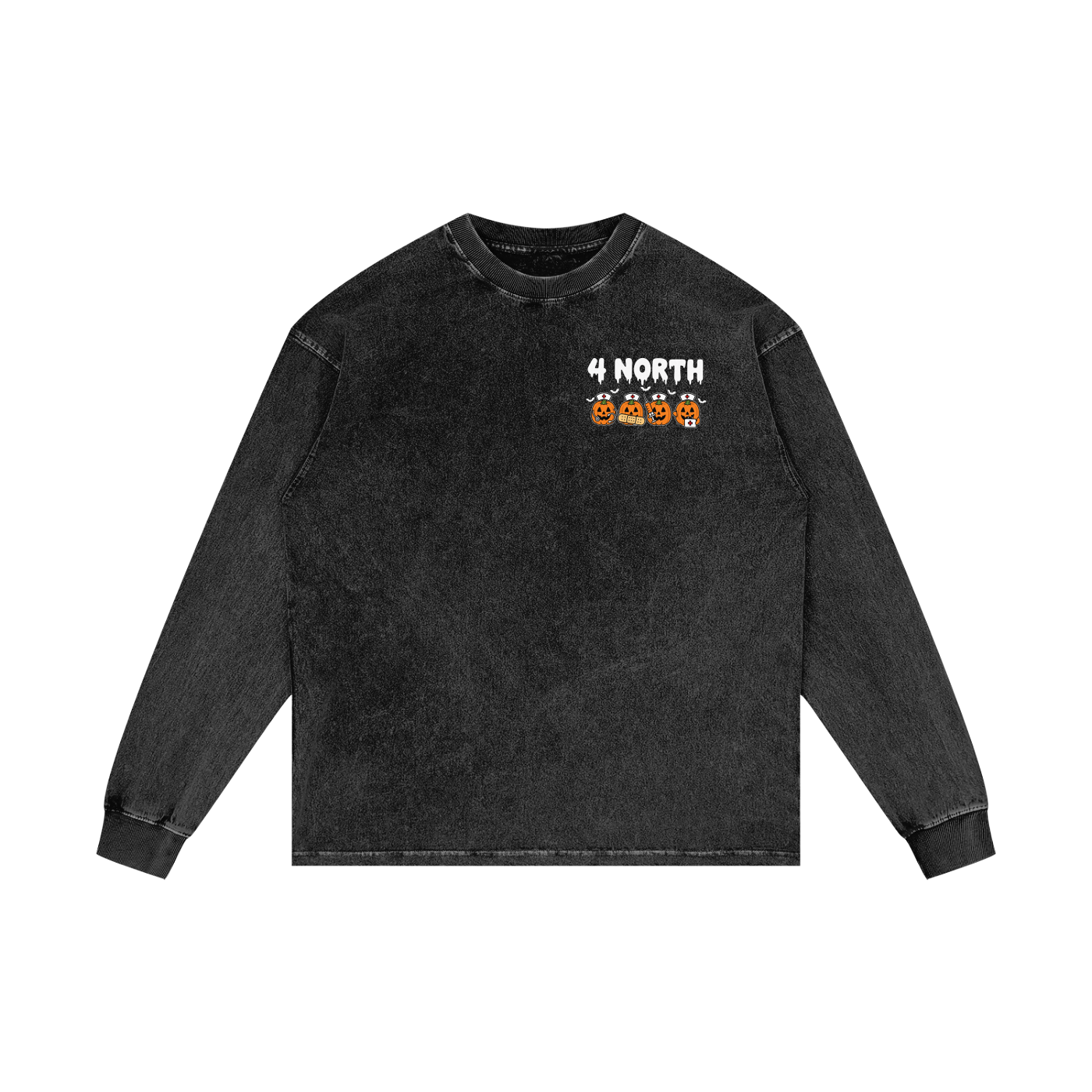 4 North BOO BOO CREW-adult unisex Acid Wash Oversize Long Sleeve T-Shirt