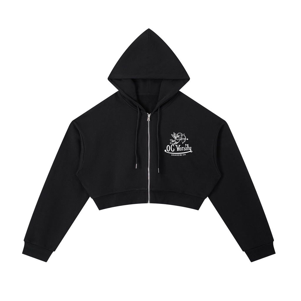 OC Varsity Logo- Womens Essential Cropped Zip-Up Hoodie