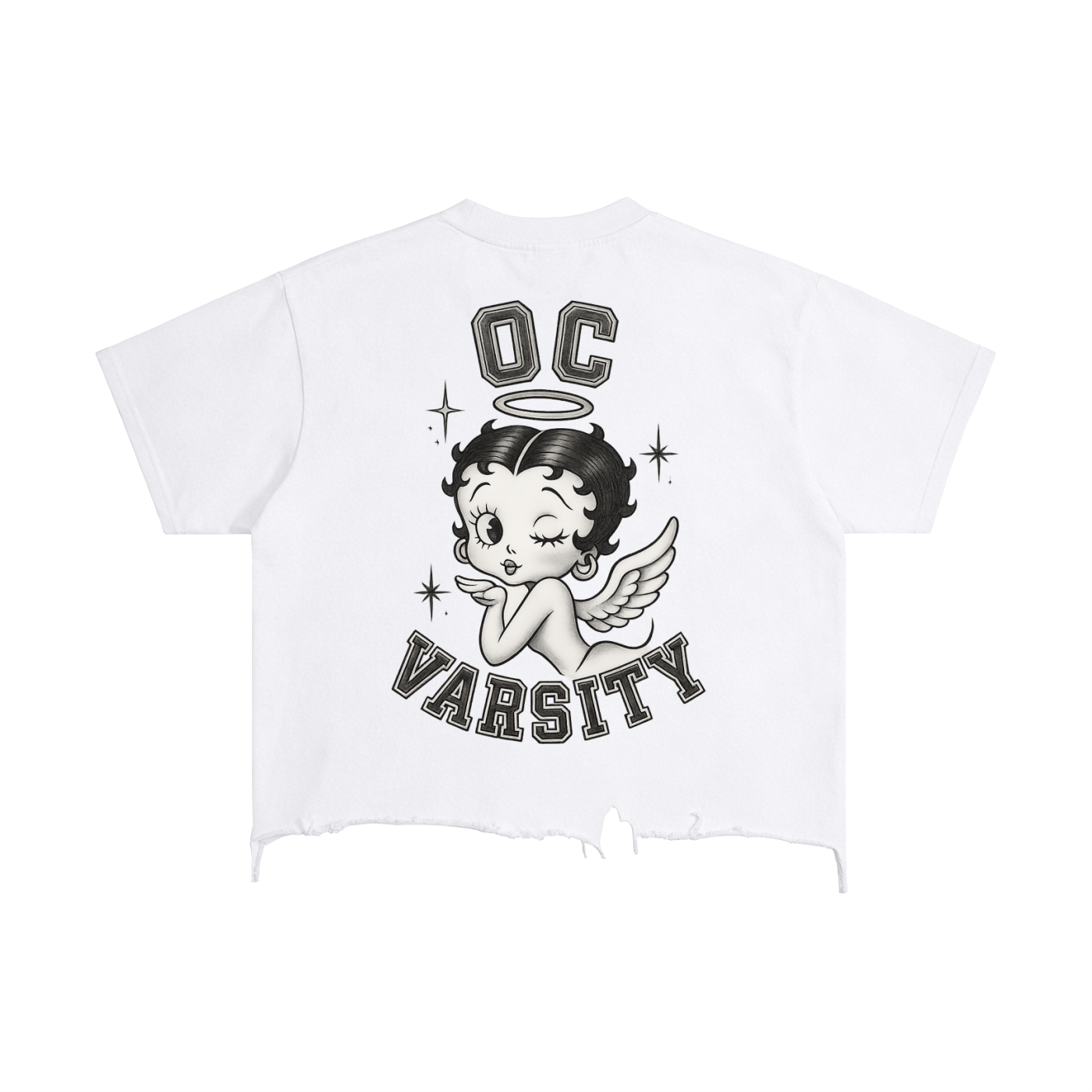 Angel Betty OC VARSITY- adult unisex Vintage Wash Boxy Distressed Hem T-Shirt