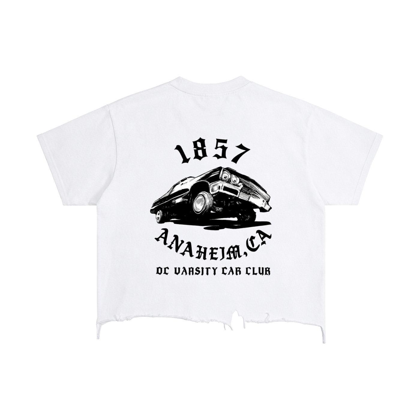 OC Varsity Car Club- adult unisex Vintage Wash Boxy Distressed Hem T-Shirt