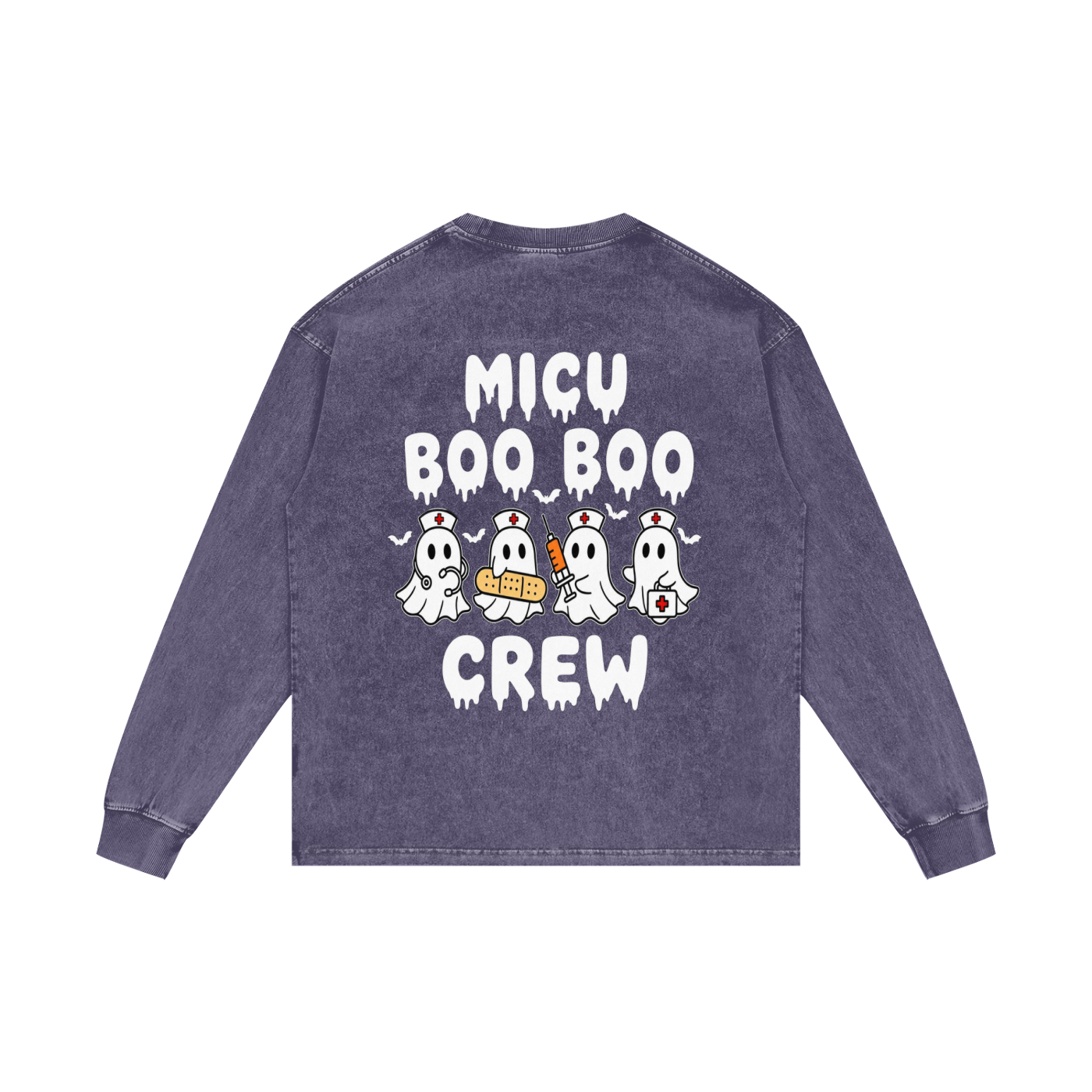 4 North BOO BOO CREW-adult unisex Acid Wash Oversize Long Sleeve T-Shirt