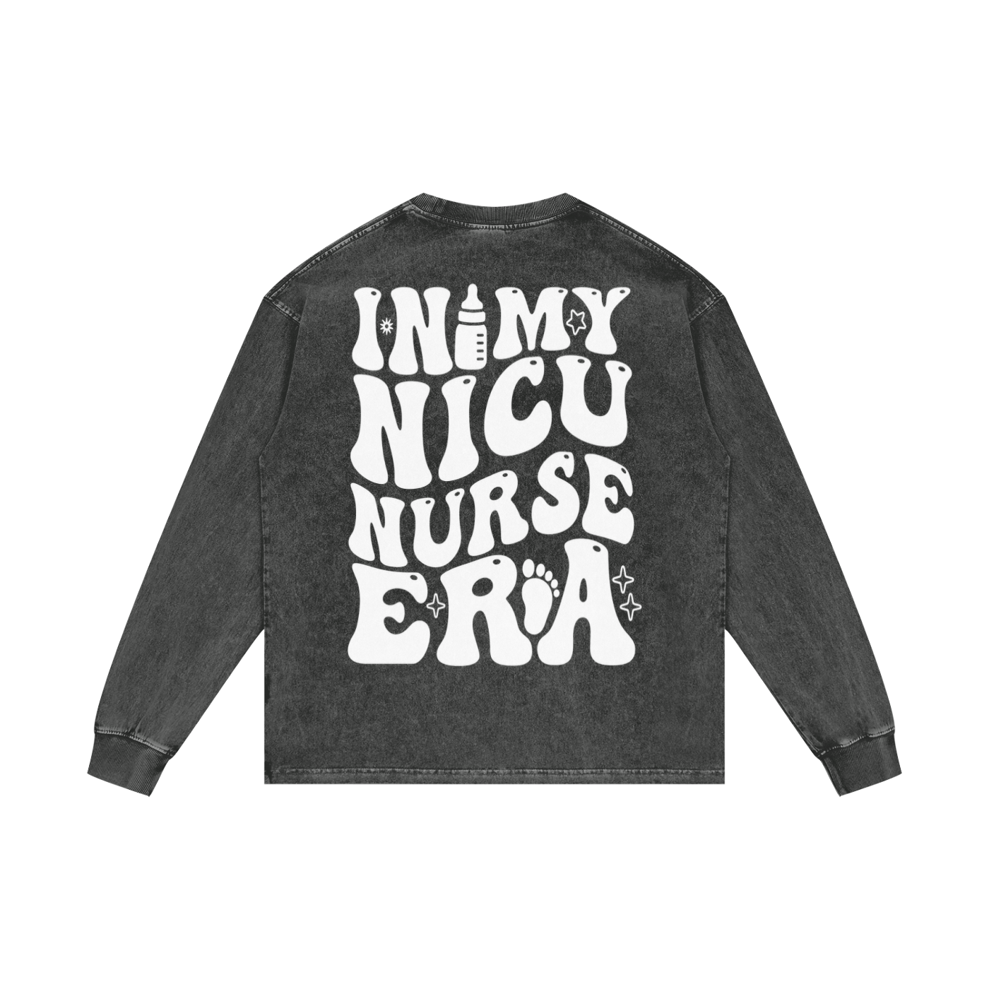NICU- adult unisex Acid Wash Oversize Long Sleeve T-Shirt