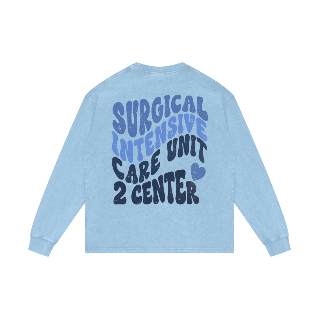 2 Center- adult unisex Acid Wash Oversize Long Sleeve T-Shirt