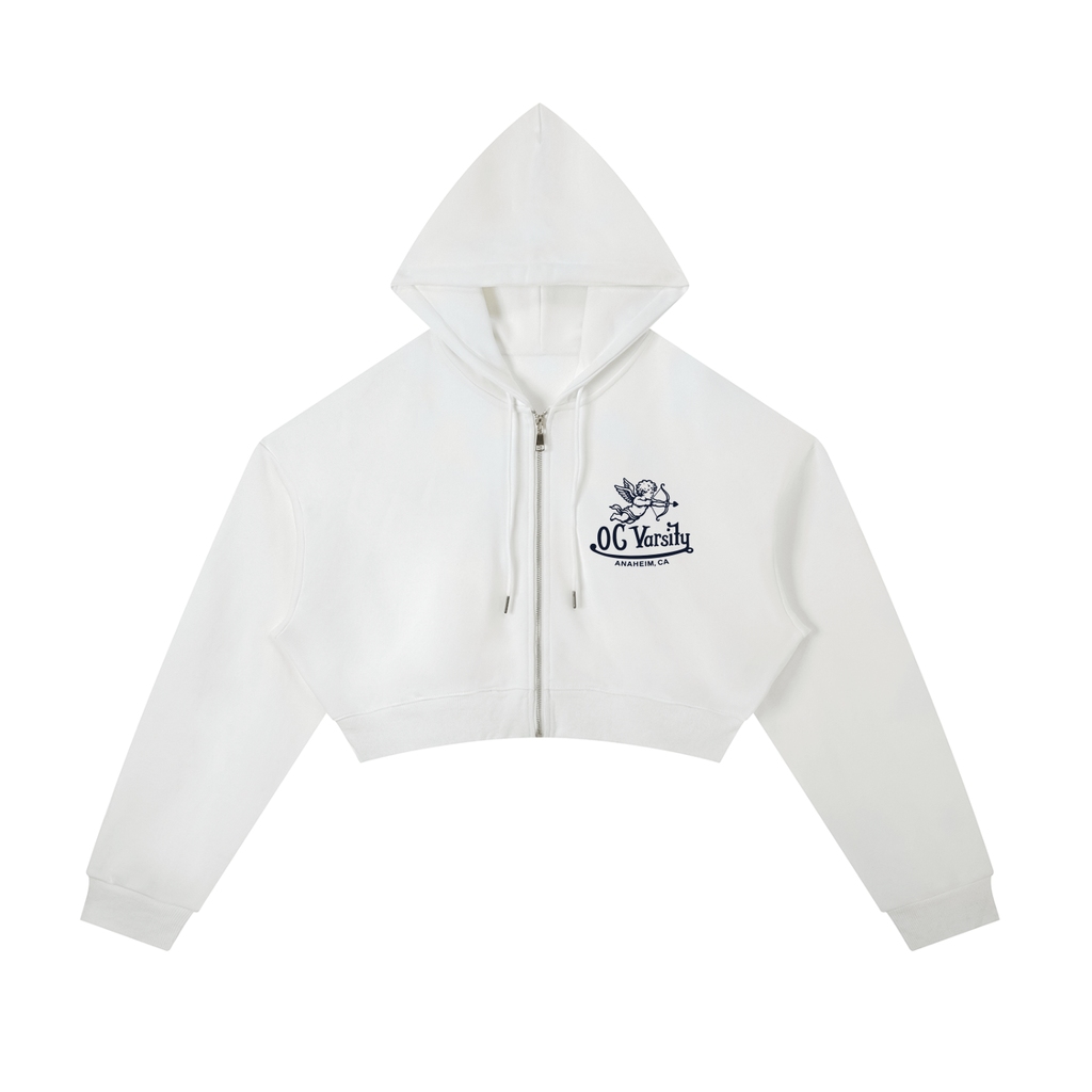 OC Varsity Logo- Adult Women Essential Cropped Zip-Up Hoodie