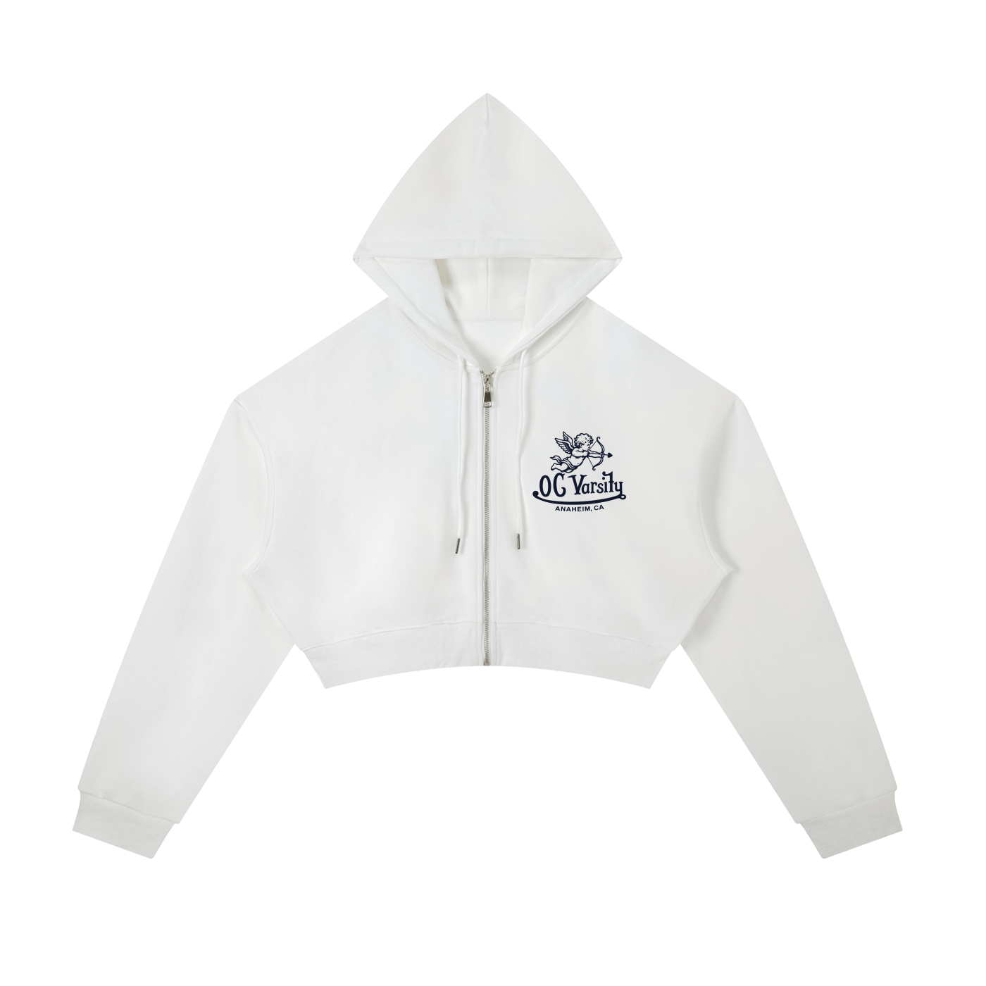 OC Varsity Logo- Adult Women Essential Cropped Zip-Up Hoodie