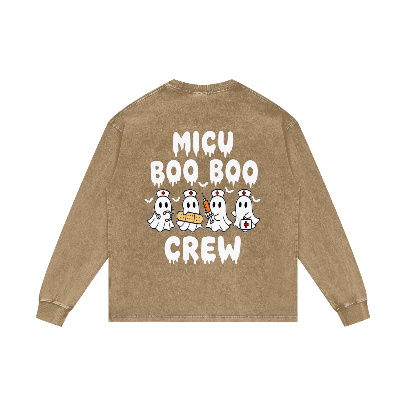 4 North BOO BOO CREW-adult unisex Acid Wash Oversize Long Sleeve T-Shirt