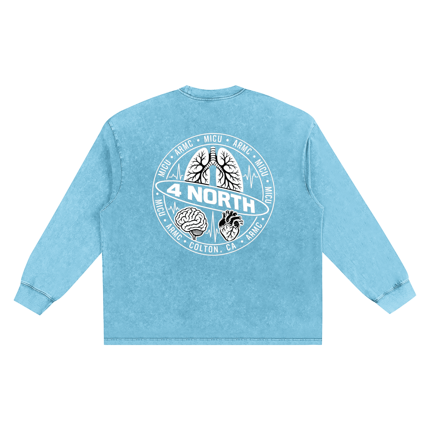 4 North white lettering- adult unisex Snow Washed Frayed Edge T-Shirt