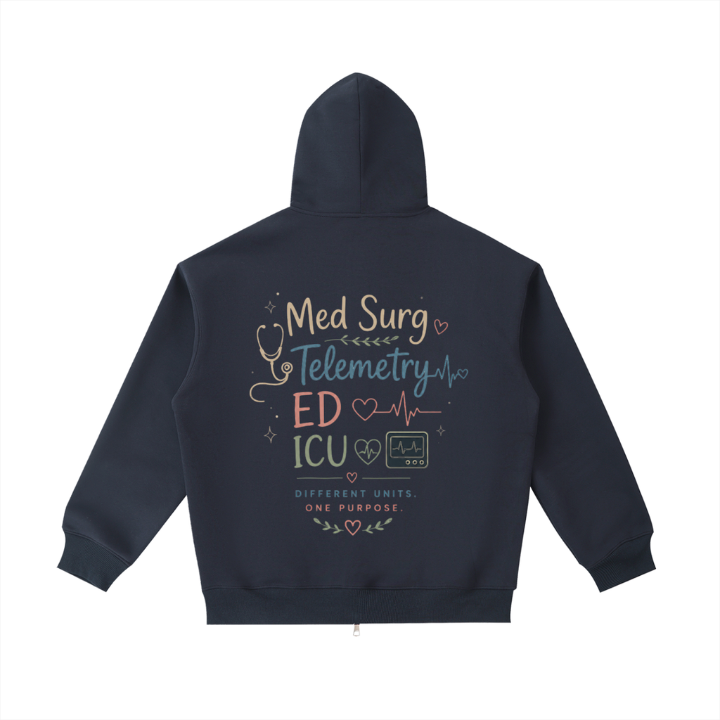 custom nurse zip up- adult unisex pocket hoodie