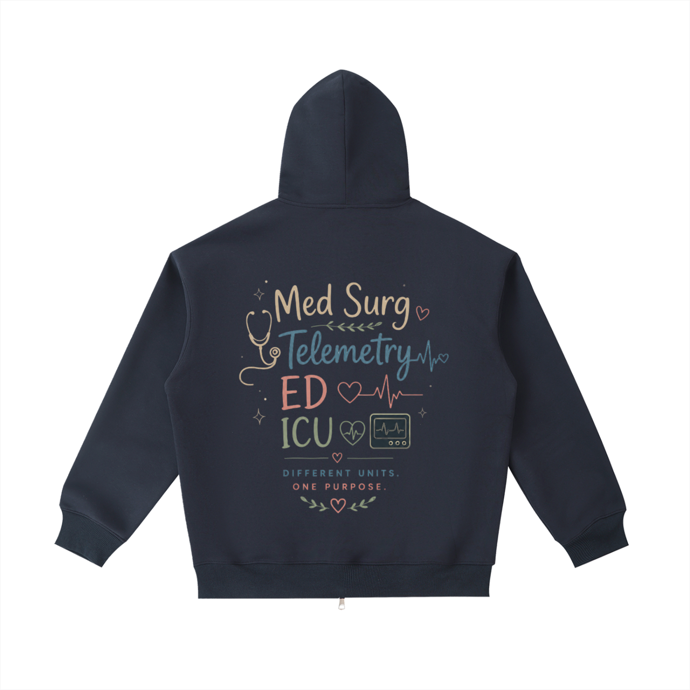 custom nurse zip up- adult unisex pocket hoodie