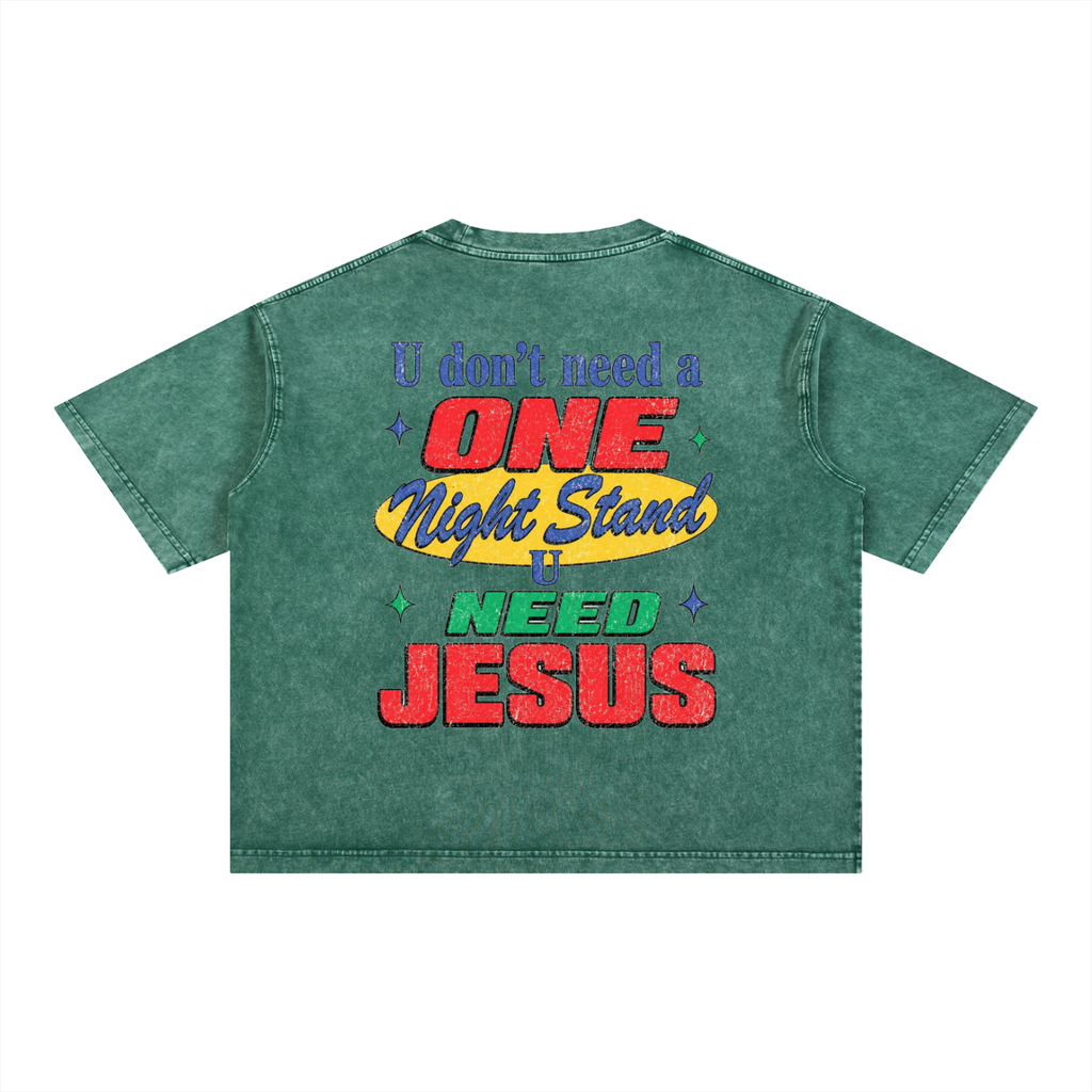 U need Jesus OC Varsity- adult unisex Mineral Wash Boxy Cotton T-Shirt