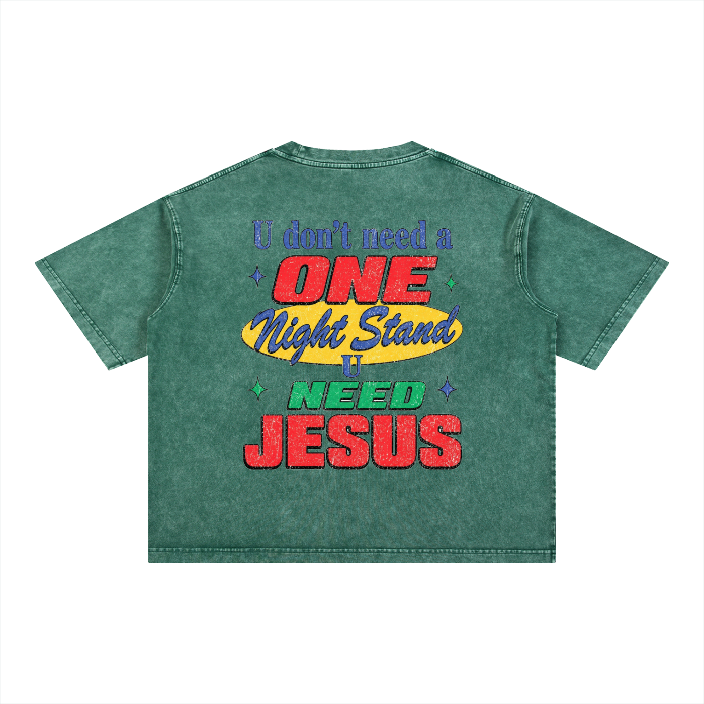 U need Jesus OC Varsity- adult unisex Mineral Wash Boxy Cotton T-Shirt