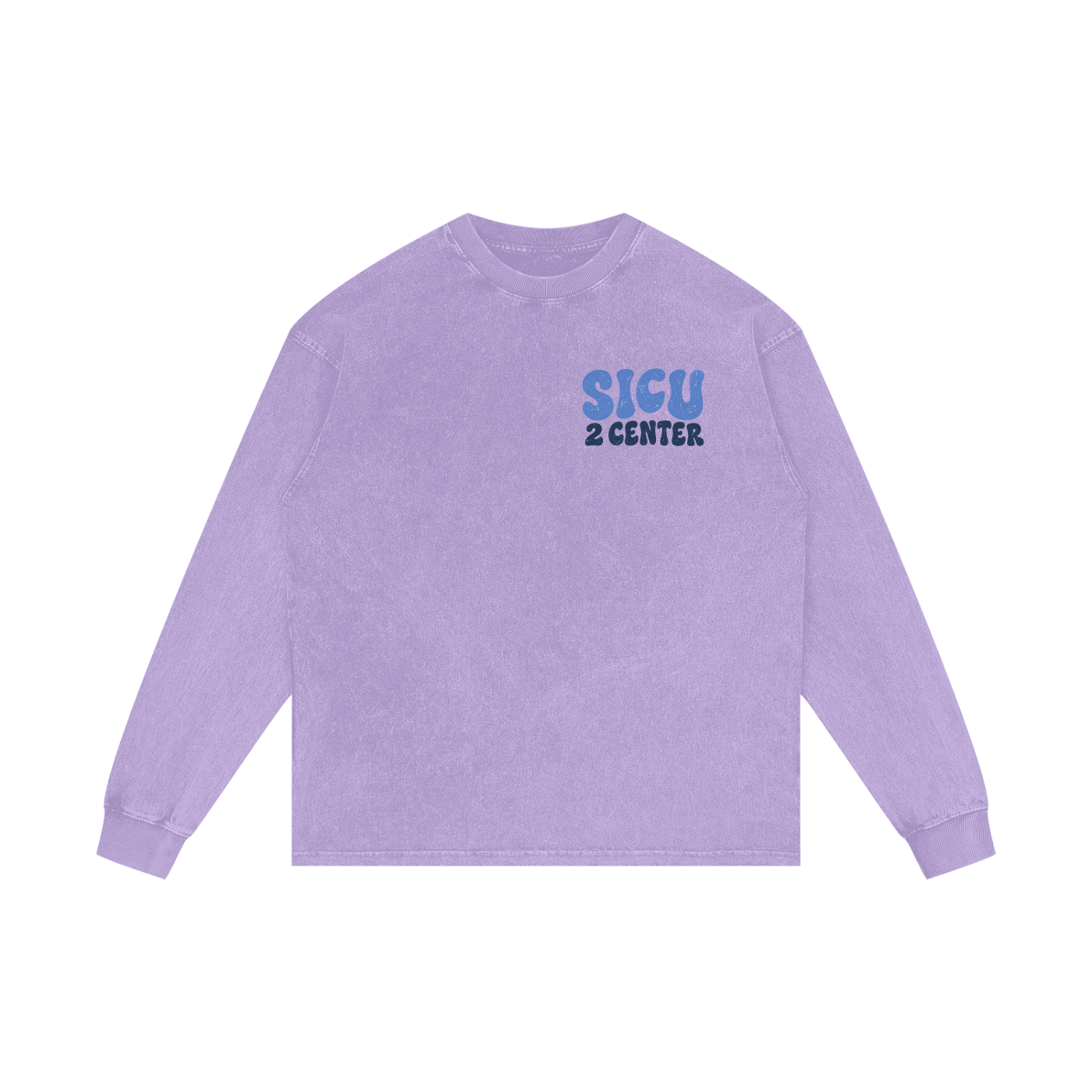 2 Center- adult unisex Acid Wash Oversize Long Sleeve T-Shirt