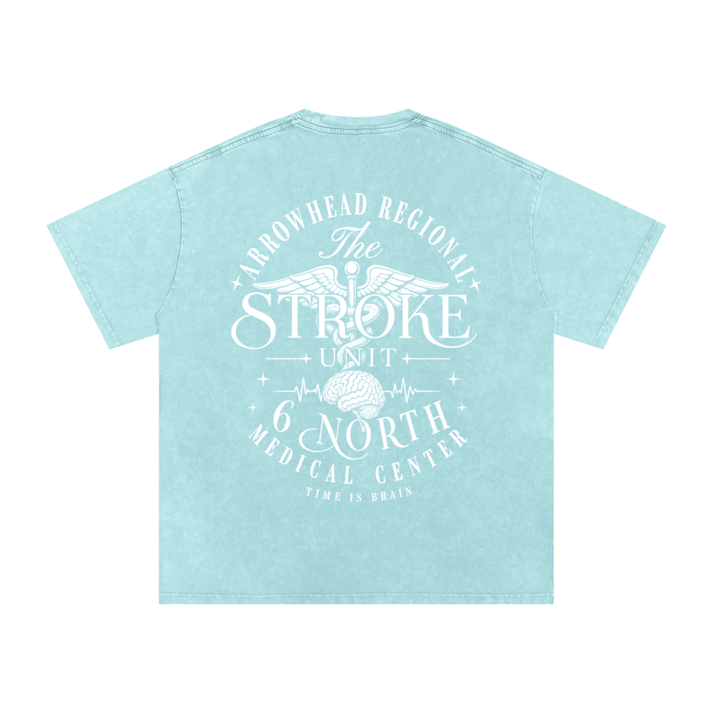 6 North white Lettering - adult unisex Snow Washed Oversized Cotton T-Shirt