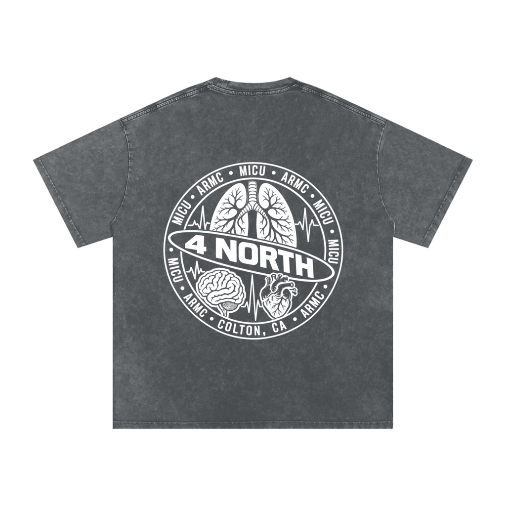 4 North white lettering- adult unisex Snow Washed Oversized Cotton T-Shirt
