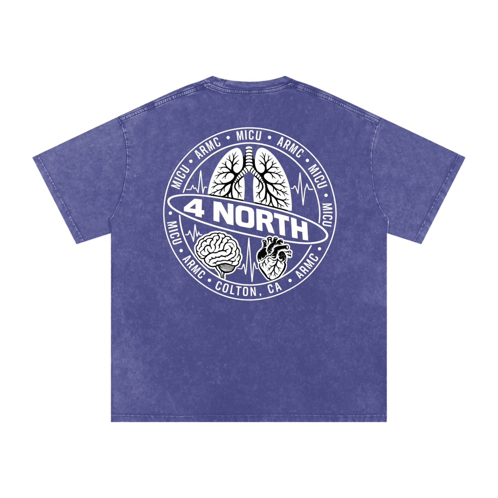 4 North white lettering- adult unisex Snow Washed Oversized Cotton T-Shirt