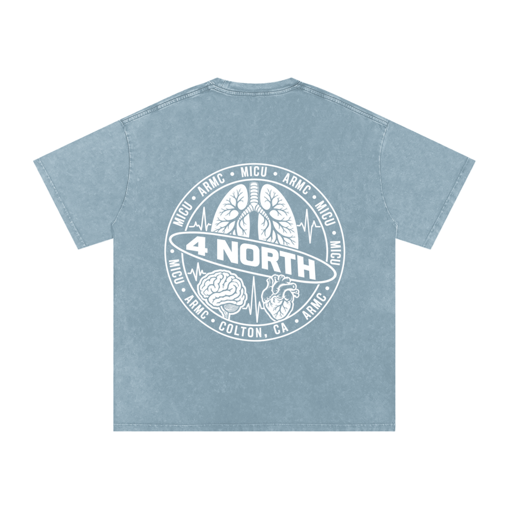4 North white lettering- adult unisex Snow Washed Oversized Cotton T-Shirt