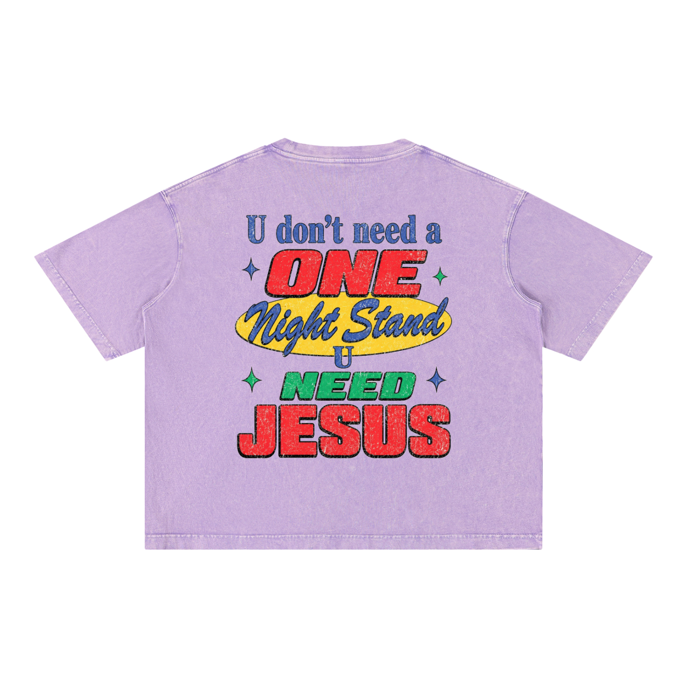U need Jesus OC Varsity- adult unisex Mineral Wash Boxy Cotton T-Shirt