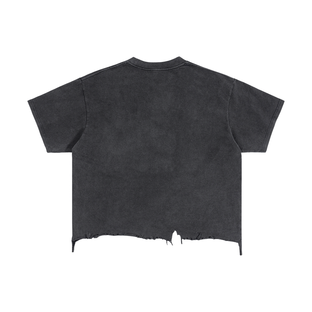 Jax- adult unisex Vintage Wash Boxy Distressed Hem T-Shirt