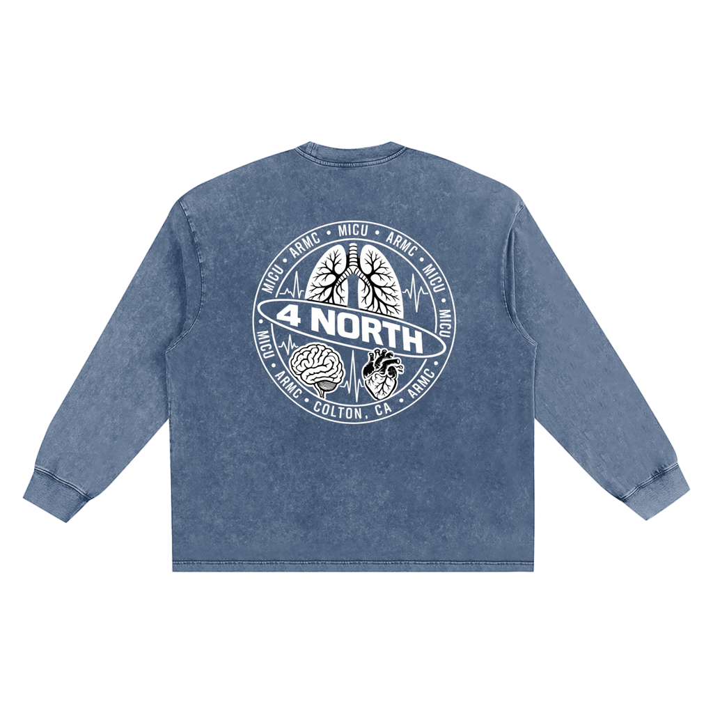 4 North white lettering- adult unisex Snow Washed Frayed Edge T-Shirt