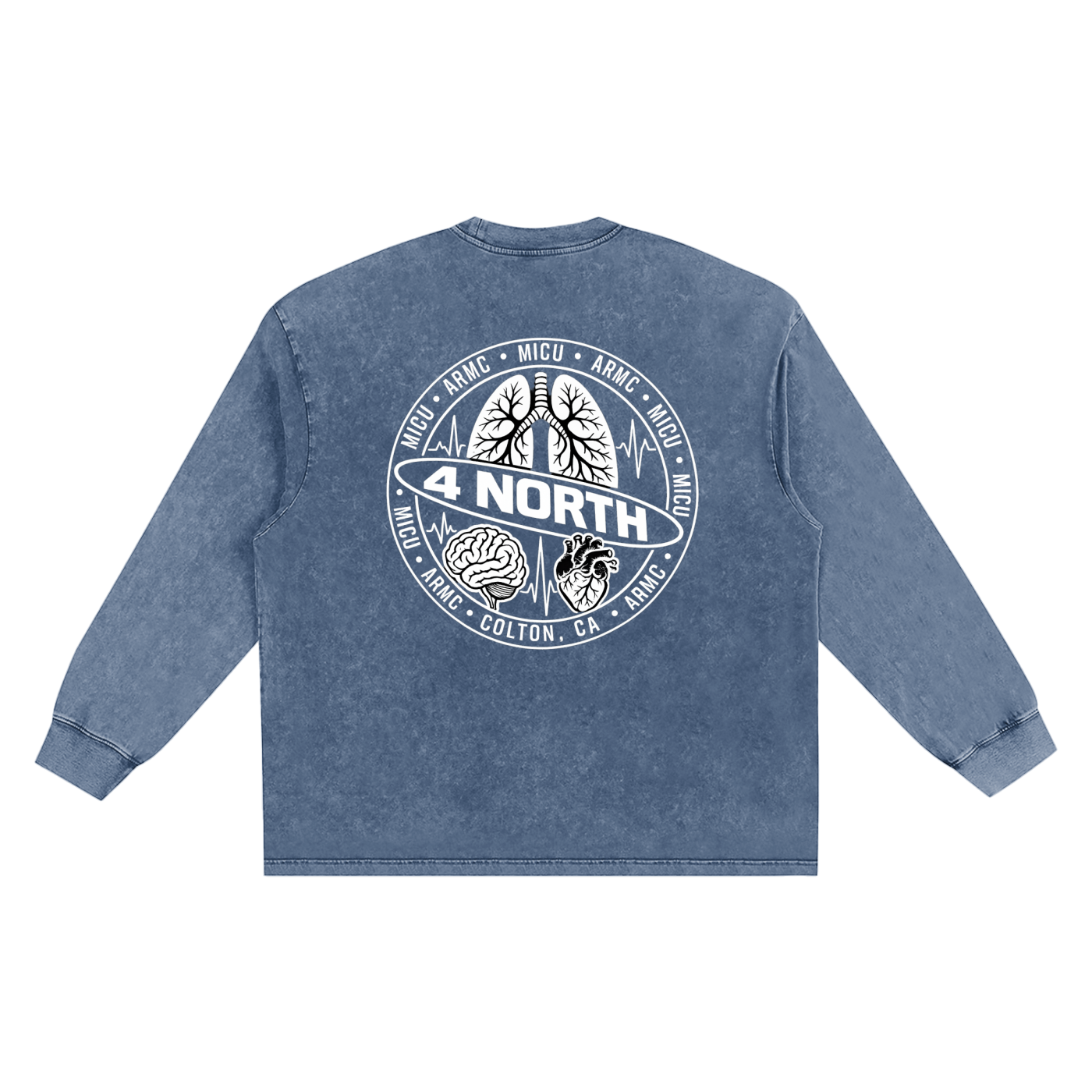 4 North white lettering- adult unisex Snow Washed Frayed Edge T-Shirt