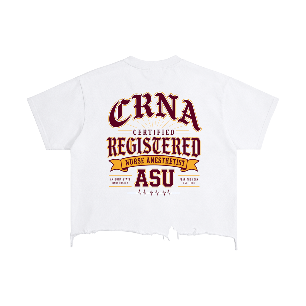 CRNA ASU- adult unisex Vintage Wash Boxy Distressed Hem T-Shirt