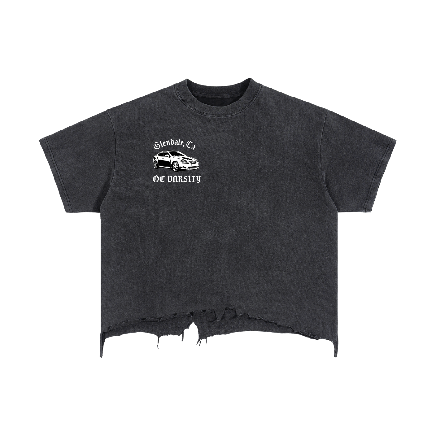 “Lexus”-Vintage Wash Boxy Distressed Hem T-Shirt unisex adult