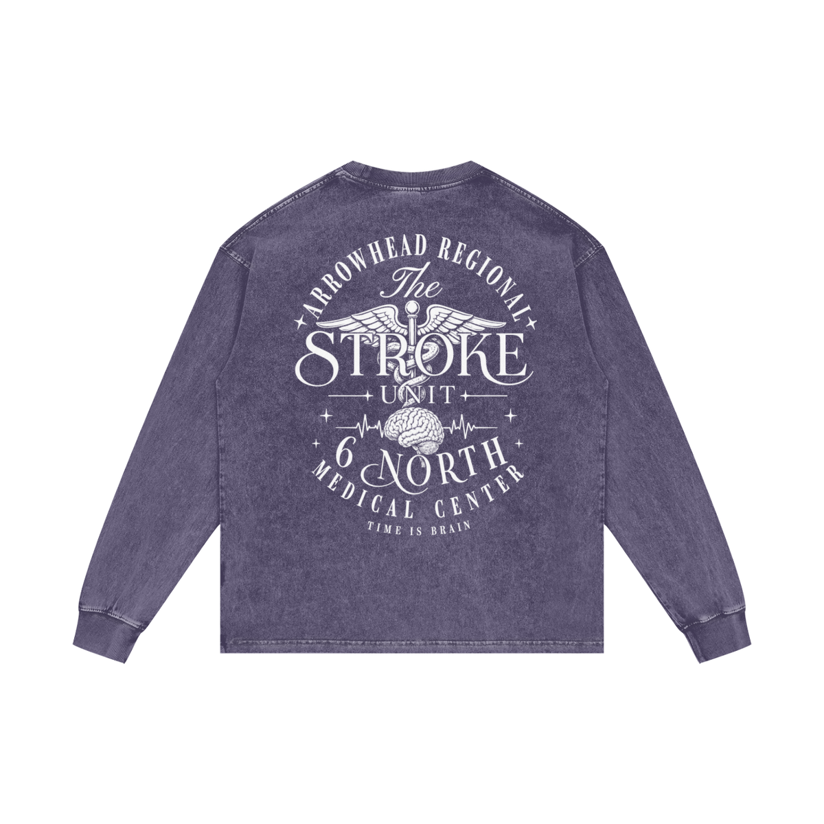 6 North White Lettering - Acid Wash Oversize Long Sleeve T-Shirt